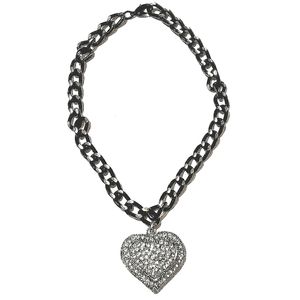 K9 Couture Black Necklace w/ Silver Heart 20'